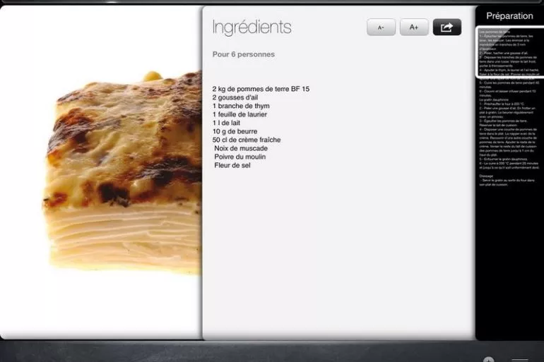 alain ducasse gratin - Application exceptionnelle pour des mets d'exception