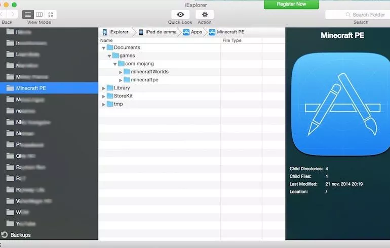 iExplorer minecraft - Transférer une sauvegarde de jeu Android vers iOS (et vice versa)