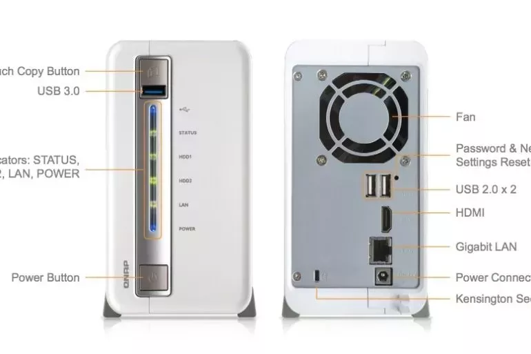 QNAP TS 251C avant arriere - NAS - QNAP TS-251C (Celeron + sortie HDMI) à 249 euros