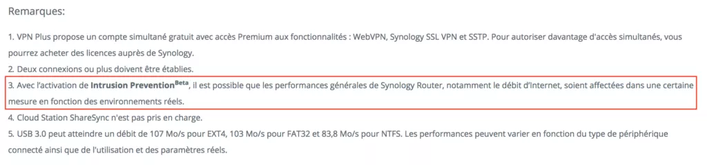 Remarques page produit Synology Routeur