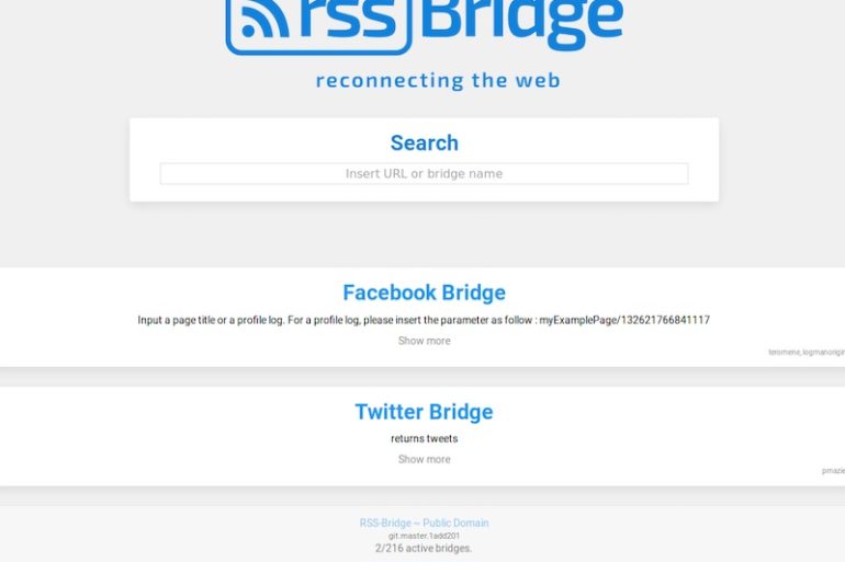 rss bridget une - RSS-Bridge : reconnecter le web