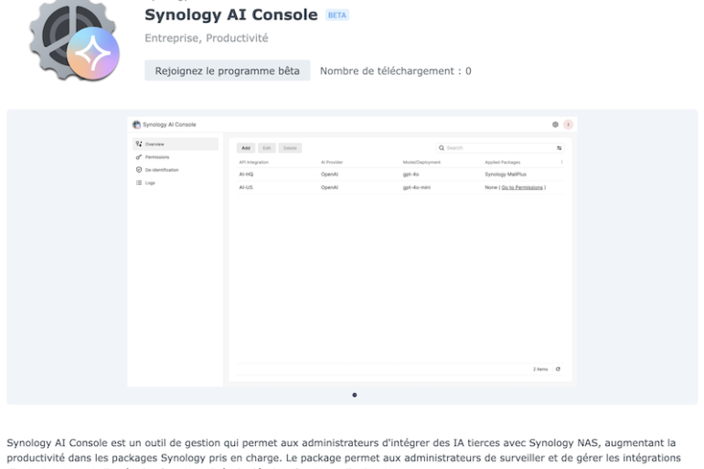 paquet synology ai console image une - Synology AI Console débarque sur les NAS
