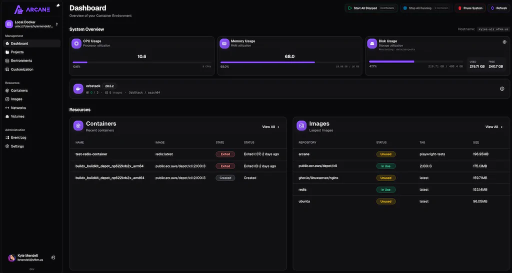 arcane dashboard - Dockhand, Arcane ou Portainer : quelle interface Docker en 2026 ?