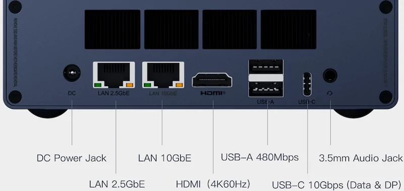 Beelink ME Pro 2026 ports - Beelink ME Pro 2026 : modulaire jusqu'à 136 To et 80 TOPS pour l'IA locale