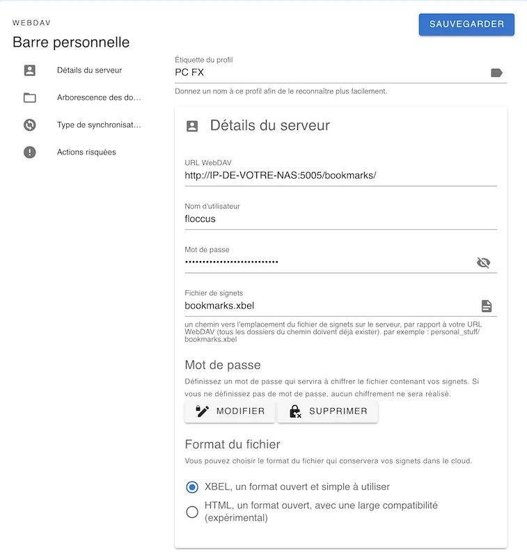 pc fx floccus - Synchronisez vos favoris avec Floccus et WebDAV sur votre NAS Synology