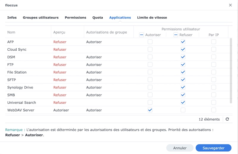 permission floccus - Synchronisez vos favoris avec Floccus et WebDAV sur votre NAS Synology