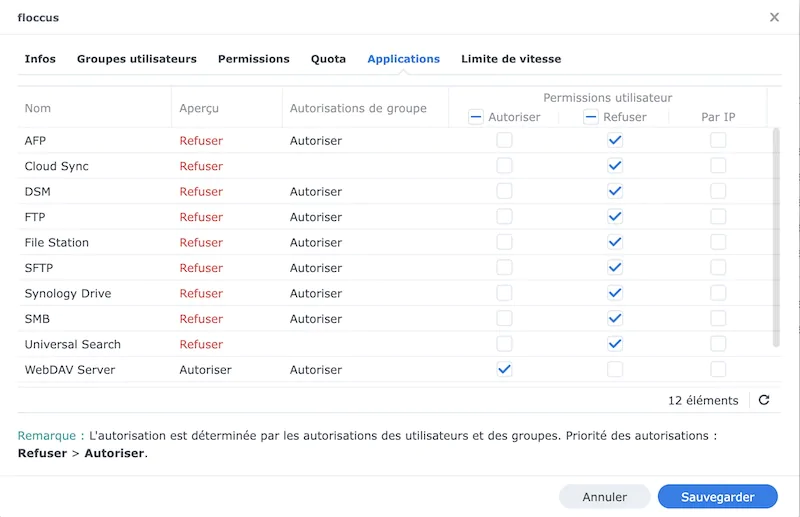 permission floccus - Synchronisez vos favoris avec Floccus et WebDAV sur votre NAS Synology