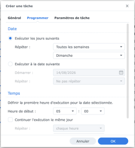 executer jour - NAS Synology : redémarrer un conteneur Docker gourmand en RAM
