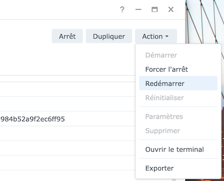 redemarrer conteneur - NAS Synology : redémarrer un conteneur Docker gourmand en RAM