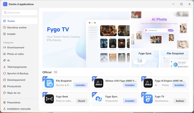 centre applications - Test Beelink ME Pro 4 : un NAS 4 baies puissant avec FygoOS