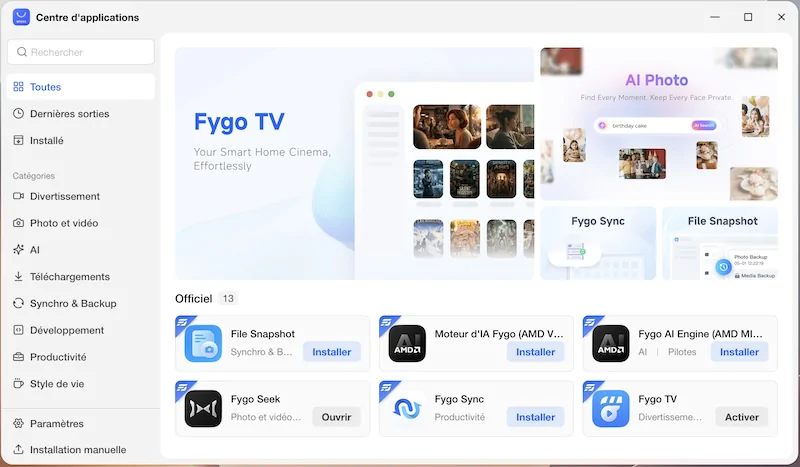 centre applications - Test Beelink ME Pro 4 : un NAS 4 baies puissant avec FygoOS